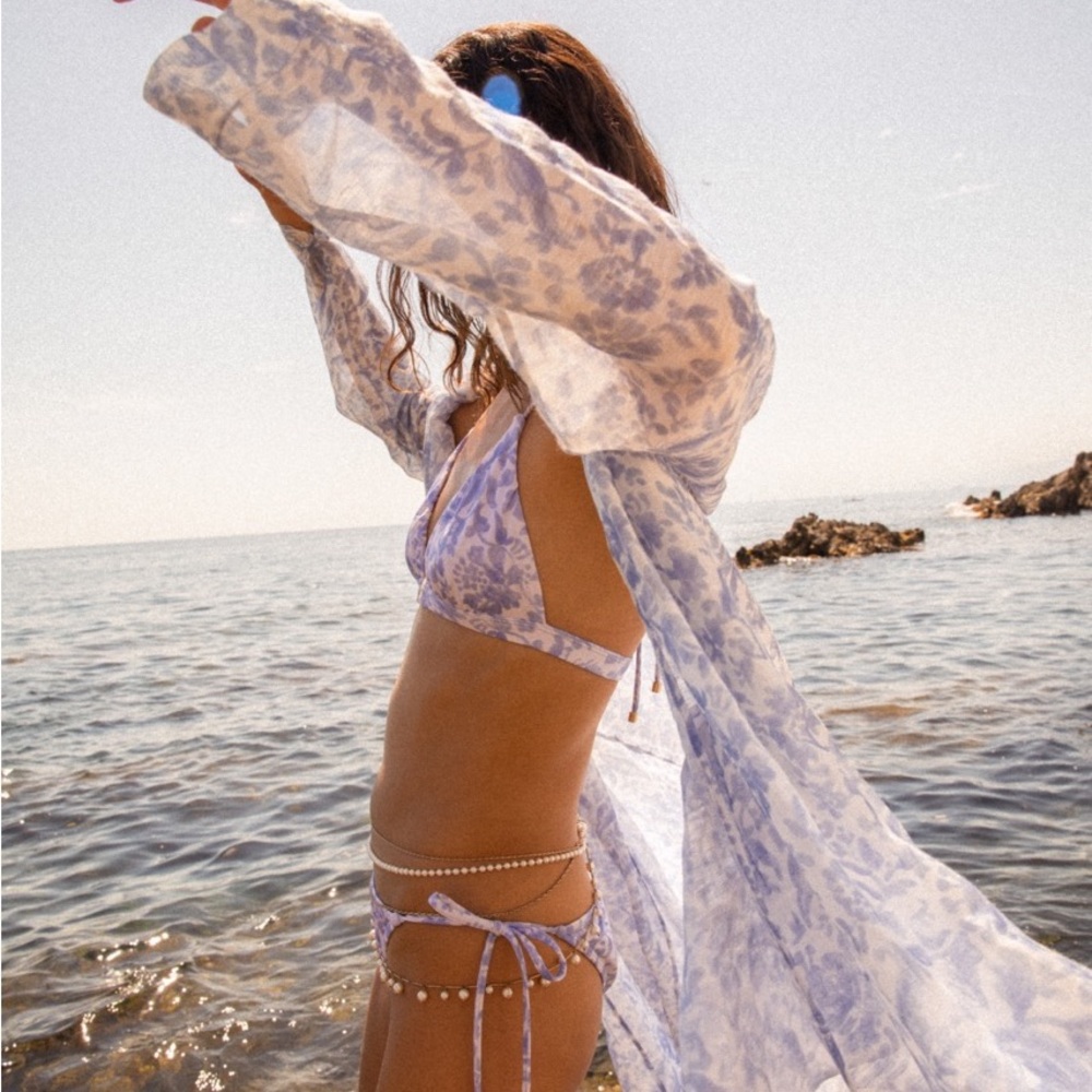 Golden Goose Lilac Floral Tie-Side Bikini